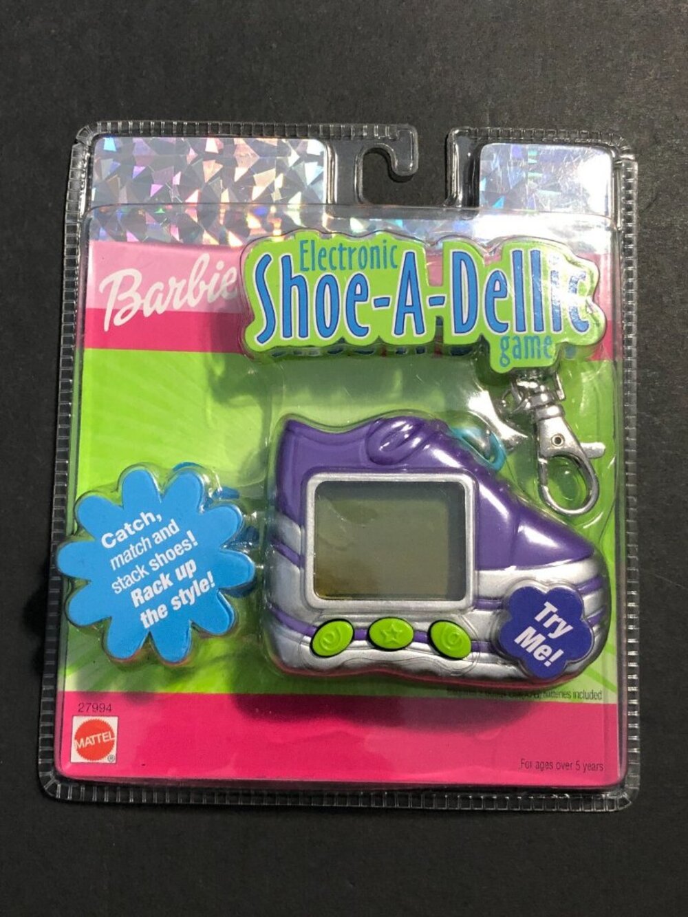 2000 Barbie Shoe-a-dellic electronic hand-held game new Sealed Purple